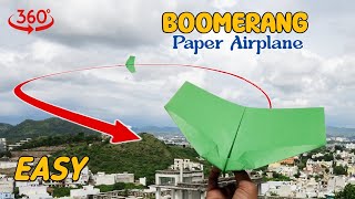 Boomerang Paper Plane Easy  How to make a Boomerang Paper Airplane  Come Back Paper Airplane Easy [upl. by Lonnard]