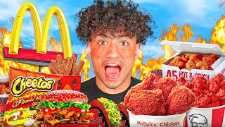 Eating The SPICIEST FOOD From Every FAST FOOD Restaurant [upl. by Anzovin]