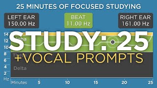 Pomodoro Technique  Prompts 25 Minutes of Focused Studying The Best Binaural Beats [upl. by Quill780]