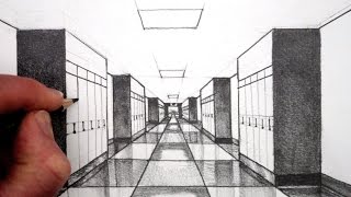 How to Draw 1Point Perspective for Beginners A Hallway [upl. by Jecoa]