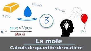 La mole  Calculs de quantité de matière  Physique  Chimie  Lycée [upl. by Nytsirhc]