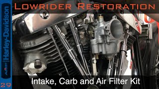 AMF Shovelhead Lowrider Restoration 29  Intake Manifold Carb amp Stealth Air Kit Install [upl. by Erdua610]