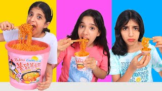 تحدي الاكل الكبير ضد متوسط ضد صغير  شفا ضد غزل ضد ريم BIG VS MEDIUM VS SMALL FOOD CHALLENGE [upl. by Missie]