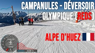 4K Skiing Alpe dHuez The Reds  Campanules  Déversoir  Olympique France GoPro HERO11 [upl. by Arannahs]