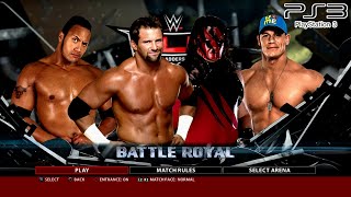 WWE 2K16 PS3  Zack Ryder VS Kane 01 VS The Rock 03 VS John Cena  4Man Battle Royal KO Match [upl. by Hamilah]