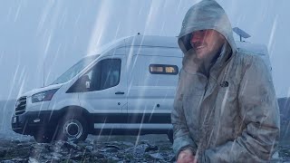 HEAVY RAINSTORM Camping in my VAN  Alaska Van Living [upl. by Oiredised966]