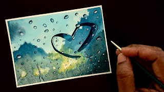 Painting Rainy Day Window With Watercolors Easy Detailed Watercolor Process Video For Beginners [upl. by Wiburg]