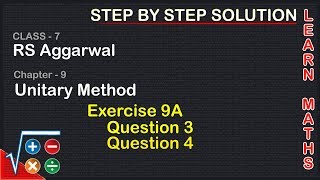 Unitary Method  Class 7 Exercise 9A Question 3 question 4 RS AggarwalLearn maths [upl. by Seroled535]