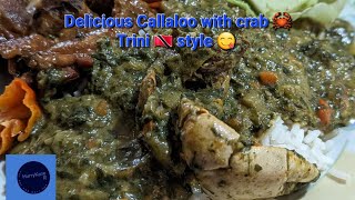 Tasty Callaloo with Crab 🦀2024 Trini HKR style recipe 🇹🇹 [upl. by Phoebe]