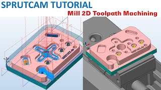 SprutCAM Tutorial 204  SprutCAM Mill 2D Toolpath Basic Beginners [upl. by Falito637]