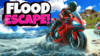 Flood Escape But Its On a MOTORCYCLE in BeamNG Drive Mods [upl. by Auqinu585]