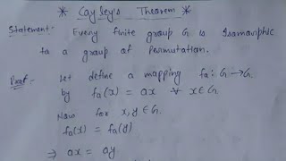 77 Cayleys Theorem state and proof  every group is isomorphic to permutation group  AdnanAlig [upl. by Bryna]