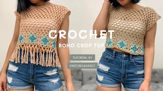 Crochet Granny Square Top Tutorial Easy Crochet Top for Beginners Boho Crochet Top Pattern [upl. by Atihana134]