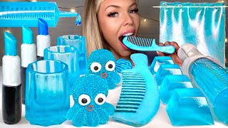 ASMR BLUE DESSERTS EDIBLE COMB GIANT SYRINGE EDIBLE LIPSTICK MUKBANG 먹방 [upl. by Otilopih327]