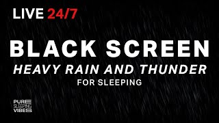 🔴 Heavy Rain and Thunder Sounds for Sleeping  Black Screen  Thunderstorm Sleep Sounds Live Stream [upl. by Gifford]