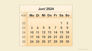 Kalender Juni 2024 [upl. by Immot]