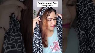 Heatless wavy curly hair using scarf youtubeshorts shorts [upl. by Ahseat]