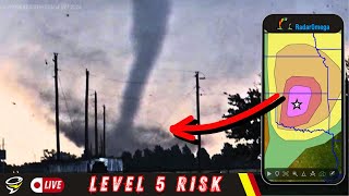 🟥 LEVEL 5 TORNADO OUTBREAK RISK HIGH RISK Live Storm Chaser Weather  Oklahoma Kansas [upl. by Marita846]