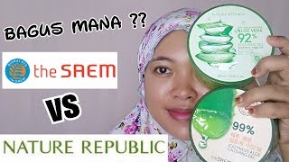 Review NATURE REPUBLIC vs THE SAEM  Aloe Vera Soothing Gel  By Vapinka makeup [upl. by Boelter]