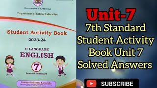 7th English Student Activity Book key answers Unit 7  Kalika Balavardhane [upl. by Bonnie]