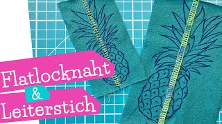 Flatlocknaht amp Leiterstich mit der Overlock  3Faden Flachnaht  Wendenaht  Nähen  mommymade [upl. by Oeak]