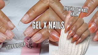 STEP BY STEP HOW TO DO GEL X NAILS AT HOME  In depth nail tutorial  easy airbrush nail art hack [upl. by Conlan]