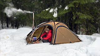 Solo Hot Tent Camping Deep in Idaho Forest  Rain Sounds [upl. by Aim232]