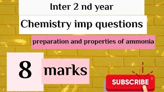 INTER SECOND YEAR IMP 8 MARKS  MANUFACTURE OF AMMONIA FROM HABERS PROCESS TSAP [upl. by Kcitrap771]