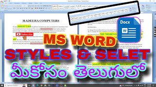 msword style amp editing in telugu  select all select object in telugu  msword find amp replace [upl. by Aiuqal]