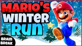 🍄 Marios Winter Run ❄️  Fitness Run  Brain Break  MiniGames  GoNoodle Inspired [upl. by Ttehr980]