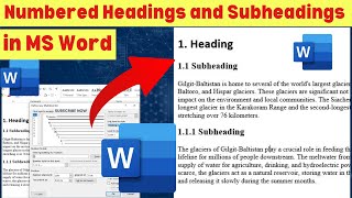 Simplest way of creating numbering for headings and subheadings in Word  heading 1 heading 2 [upl. by Agem458]