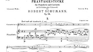 Robert Schumann Drei Fantasiestücke Op 73 1849 clarinet and piano [upl. by Laband729]