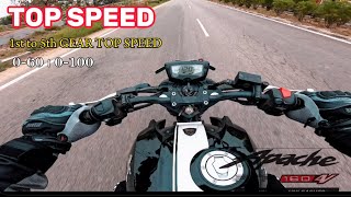 TVSApache 160 4v  Top speed  0 to End  1st to 5th Gear Top Speed [upl. by Mable]