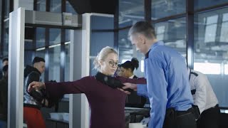 Airport Security Guard Checking Passenger Stock Video [upl. by Algar]