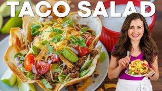 Easy Taco Salad Bowls Recipe Crispy Fresh and Delicious [upl. by Naujahs798]