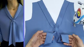 ✅🌺Best Way To Sewing Beautiful Collar V neck in Just 10 Minutes Sewing for Beginners [upl. by Beale]