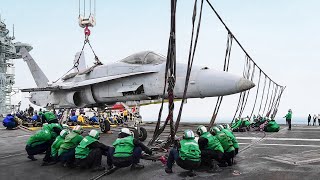 Skilled US Sailors Intense Emergency Operation on 13 Billions  Aircraft Carrier at Sea [upl. by Desi]