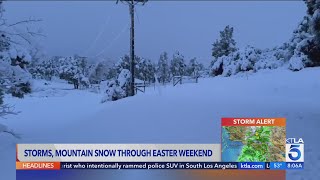 SoCal mountain communities seeing snowfall through Easter weekend [upl. by Lyndell429]