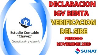 DECLARACION DE IGV RENTA  MYPE TRIBUTARIO 👩‍💻 APLICA 2023 Y 2024 VERIFICACION DEL RC Y RVI SIRE [upl. by Priest]