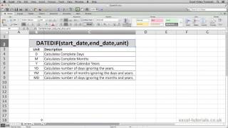 Microsoft Excel Tutorial DATEDIF Function [upl. by Macfarlane]