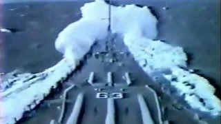 Battleship USS Missouri BB63 in heavy seas  1980s [upl. by Jeana]