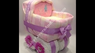 Baby carriage bassinet diaper cake [upl. by Flavio]