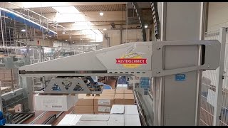 roTeg Palettierer bei Austerschmidt Frische Bäcker Vollautomatischer Roboter mit Fördertechnik [upl. by Dylana]