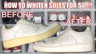 HOW TO WHITEN SHOE SOLES FOR ONLY 2  RESTORE NIKE JORDAN BOOST ETC FROM YELLOWING [upl. by Judah2]