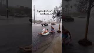 This is crazy flooding OHMYGOD At least they having fun🏊‍♀️🤯😱hurricane florida aftermath [upl. by Lody]