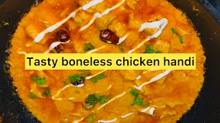 Tasty boneless chicken handi recipe in Urdu Hindi by Zohan Hyderabadi foods [upl. by Turne]