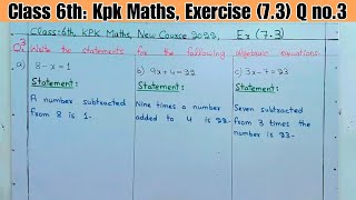 Class 6th kpk maths Ex 73 Q no 3  Class 6th Ex 73 Q no 3  Kpk maths videos  Maths for genius [upl. by Mylo957]