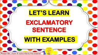 Exclamatory Sentences Exclamatory Sentences Examples S2LEARN [upl. by Finer]