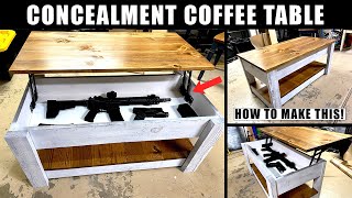 DIY CONCEALMENT COFFEE TABLE Rustic DIY Super Easy STEP BY STEP BUILD [upl. by Eirdua]