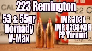 223 Rem  53gr amp 55gr Hornady VMax [upl. by Eillac69]